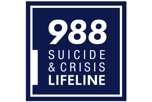988 Suicide & Crisis Lifeline logo, offering immediate support for individuals experiencing mental health crises, including postpartum depression.