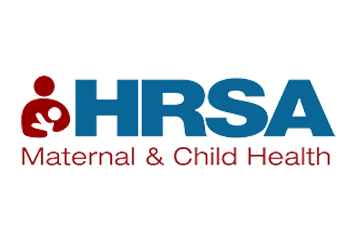 HRSA Maternal & Child Health logo, supporting maternal health initiatives including postpartum depression care and research.
